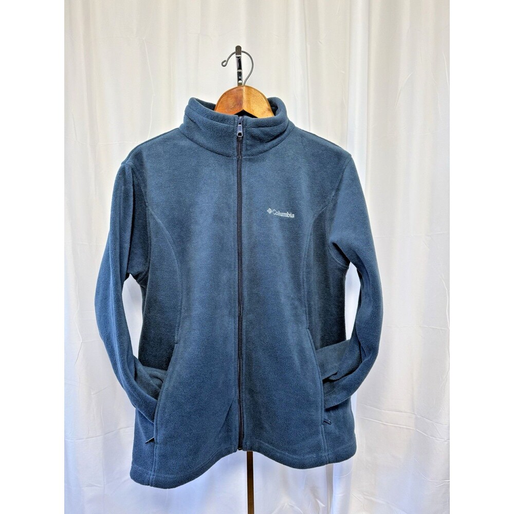 Columbia Womens Benton Springs Fleece Jacket Blue Plus Size 1X Full Zip Pockets